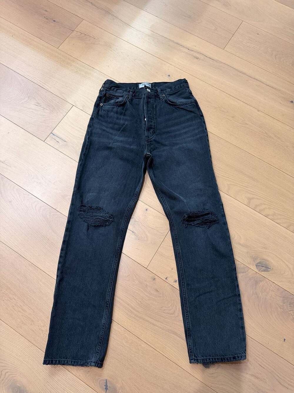 AGOLDE '90s Pinch Waist High Rise Straight Leg Jeans in Black